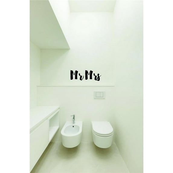 His Hers Mr & Mrs Wedding Love Husband Wife Vinyl Wall Decal for Home - Kisses Bride Spouse Groom Wedding Cute Wall Decal Bedroom Living Room Entry - Removable High Tact - Size: 6 In x 30 In