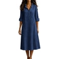 thumbnail image 2 of Guieoi Plus Size Solid-Color Embroidered Dress,Womens Dresses Blue XXL, 2 of 6