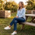 thumbnail image 6 of Dwellite Women Henley Long Sleeve Fall Sweaters Lightweight Business Casual Work Button Pullover Sweater Tops Soft 2026 Spring Winter Sky Blue XL, 6 of 7