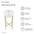 thumbnail image 3 of Monaco 15.75" Round Console Sink with Faucet Mount, White Basin Brushed Gold Legs, 3 of 11