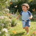 thumbnail image 5 of Toddler Short Sleeve Shirts and Shorts Set Summer Outfit for Boys Girls Casual 2 Piece Outfits Color Block Design, 5 of 7