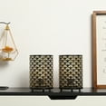 thumbnail image 2 of Set of 2 Bronze Battery Powered Decorative Lamp, Metal Outdoor lantern, Cordless Table Lamp with Hollow Pattern, 2 of 9