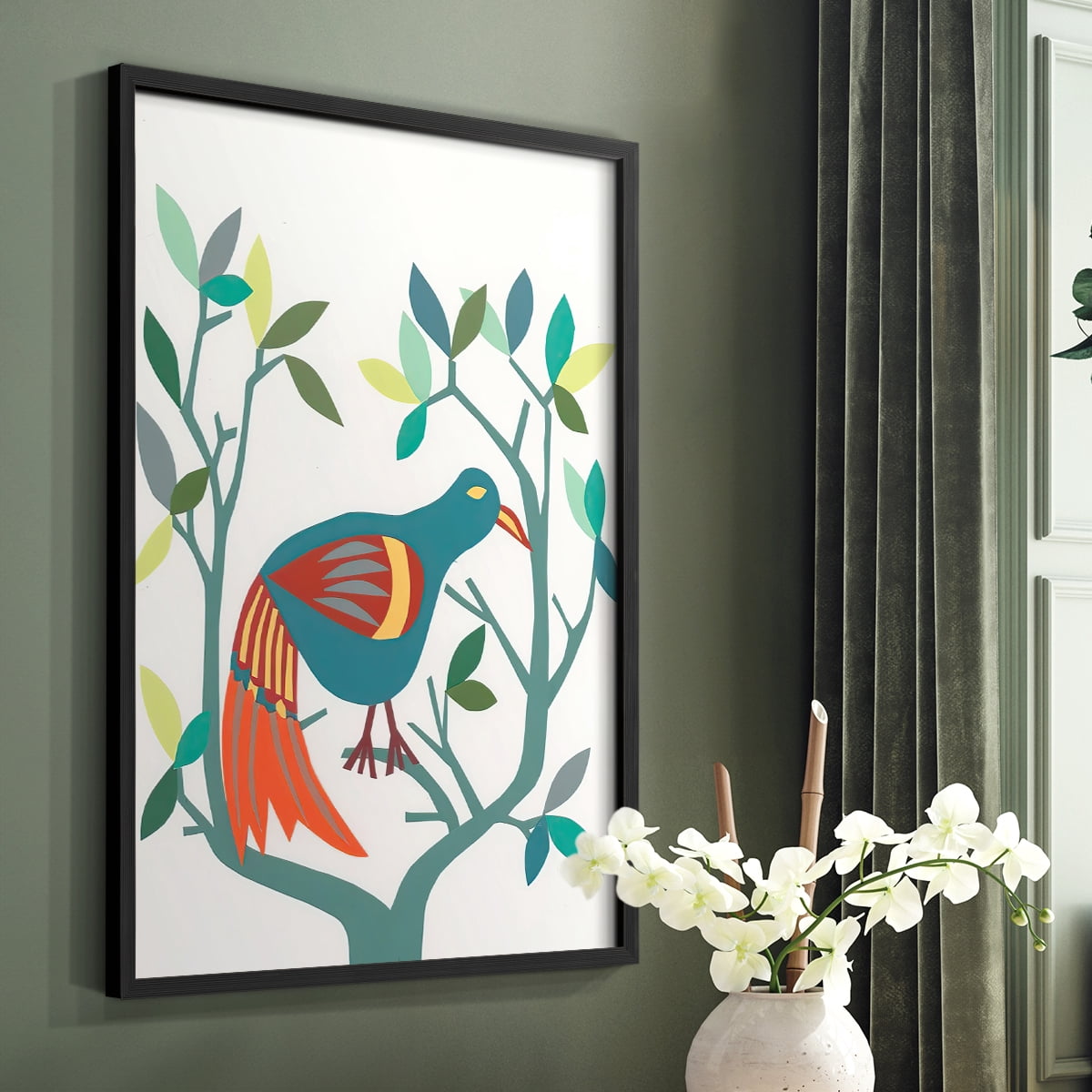 Whitty Bird II Framed Print in Black Solid Wood 22 x 28 Framed Print