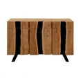 thumbnail image 3 of 60 Inch Industrial Wood Sideboard Buffet Cabinet with 3 Drawers-Brown & Black, 3 of 13