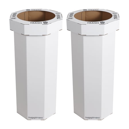 happimess Fleur 25-Gallon Traditional Classic Disposable Corrugated Cardboard Event Trash Can and Recycling Bin, Cotton White (Set of 2), HPM1300E-SET2