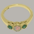 thumbnail image 6 of LBG British Made 14k Yellow Gold Ring with Natural Opal & Emerald Womens Engagement Ring - 33 size options - Size 7.25, 6 of 7
