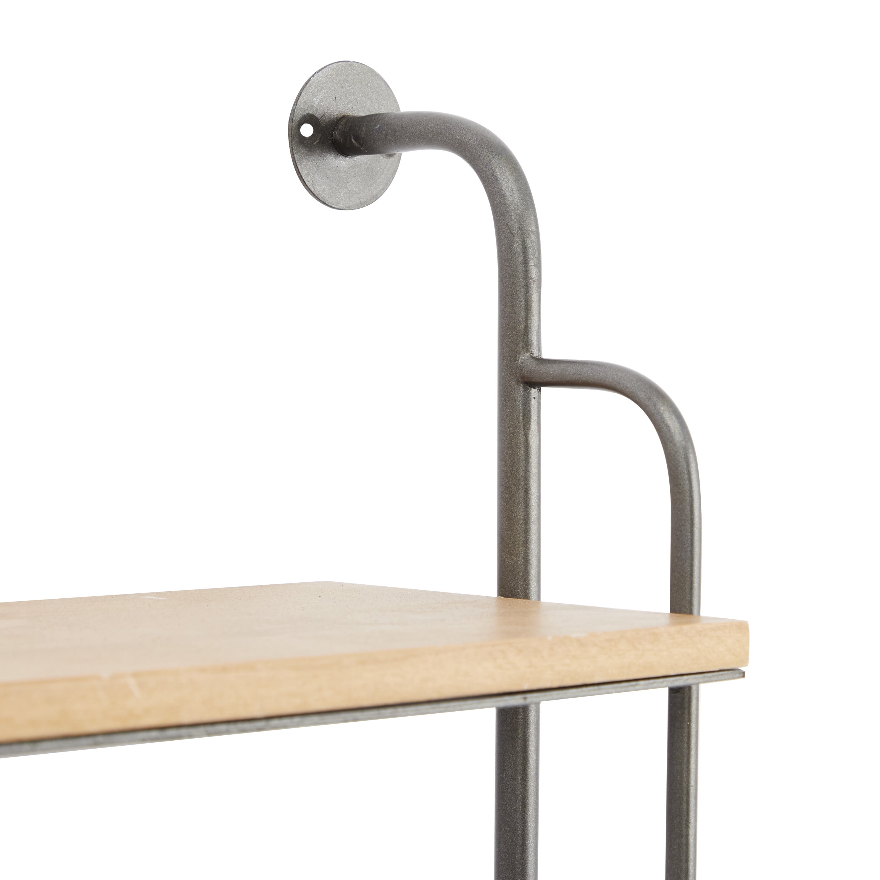 DecMode 7"W, 33"H Metal Industrial Wall Shelf, Brown, 1-Piece