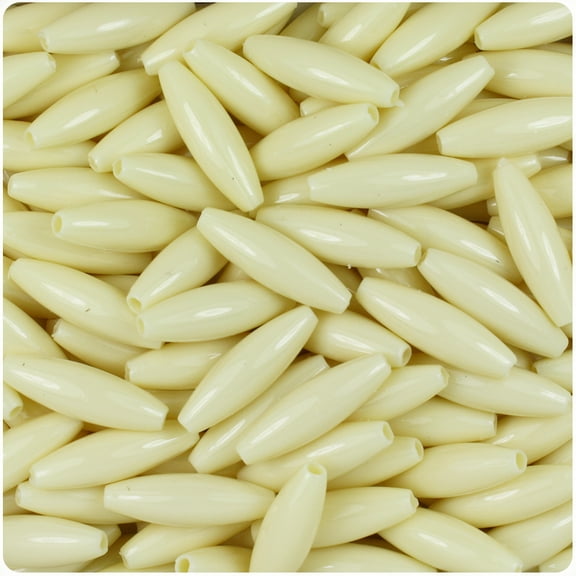 BeadTin Ivory Opaque 19mm Spaghetti Craft Beads (150pcs)