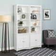 thumbnail image 6 of Pemberly Row Set of 2 Tall 6 Shelf Bookcases with 2 Shaker Doors in White, 6 of 10