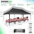 thumbnail image 3 of HOTEEL Canopy 10'x20' Pop Up Canopy Tent Heavy Duty Waterproof Adjustable Commercial Instant Canopy Outdoor Party Canopy Parties,Wedding,Outside Patio,Event,Portable Car Canopy,Black, 3 of 10