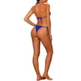 thumbnail image 3 of Conjuntos de bikini de dos piezas con tirantes para mujer, con lazo lateral, parte inferior de triángulo tipo thong, trajes de baño básicos, color azul real, tamaño pequeño, 3 of 5