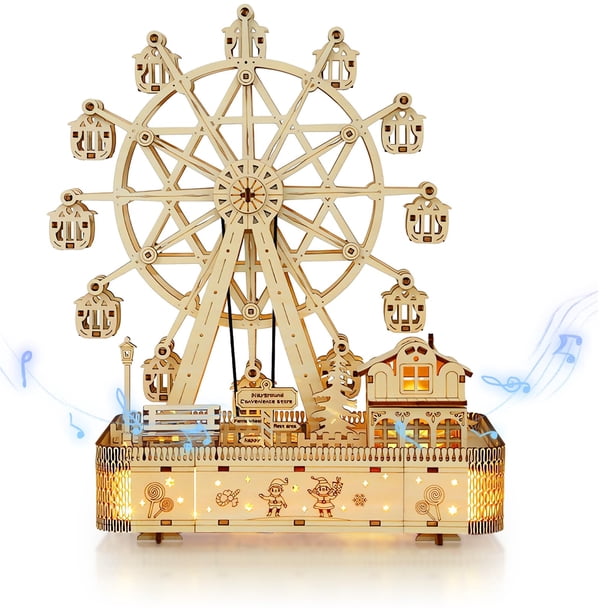 Puzzle de madera 3D Foyucool Ferris Wheel con modelo de caja de música