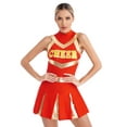 thumbnail image 2 of Sxiwei Women's Musical Uniform Fancy Dress Female Sequined Metallic Cheerleading Costume Cheer Leader Red S, 2 of 8