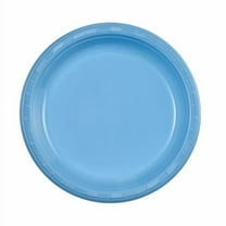 EcoQuality 7" Light Blue Plastic Plate – China Like Party Plates, Heavy Duty Dinner Serving Plate, Platter, Weddings, Baby Showers, Catering (50)