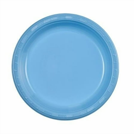 EcoQuality 7" Light Blue Plastic Plate – China Like Party Plates, Heavy Duty Dinner Serving Plate, Platter, Weddings, Baby Showers, Catering (150)