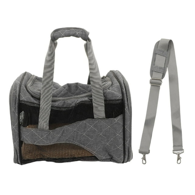 Pet Carrier, Dog Carrier Travel Bag High Elasticity PVC Collapsible Multi Grid Design Bite Reflective Webbing For Outdoor For Cat Wine Red,Grey