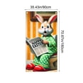 thumbnail image 3 of Corona de conejito de Pascua de primavera para puerta, decoración colgante, conejo leyendo el periódico en el inodoro, conejo de Pascua con ropa verde, pancarta de bienvenida navideña, decoración par, 3 of 9
