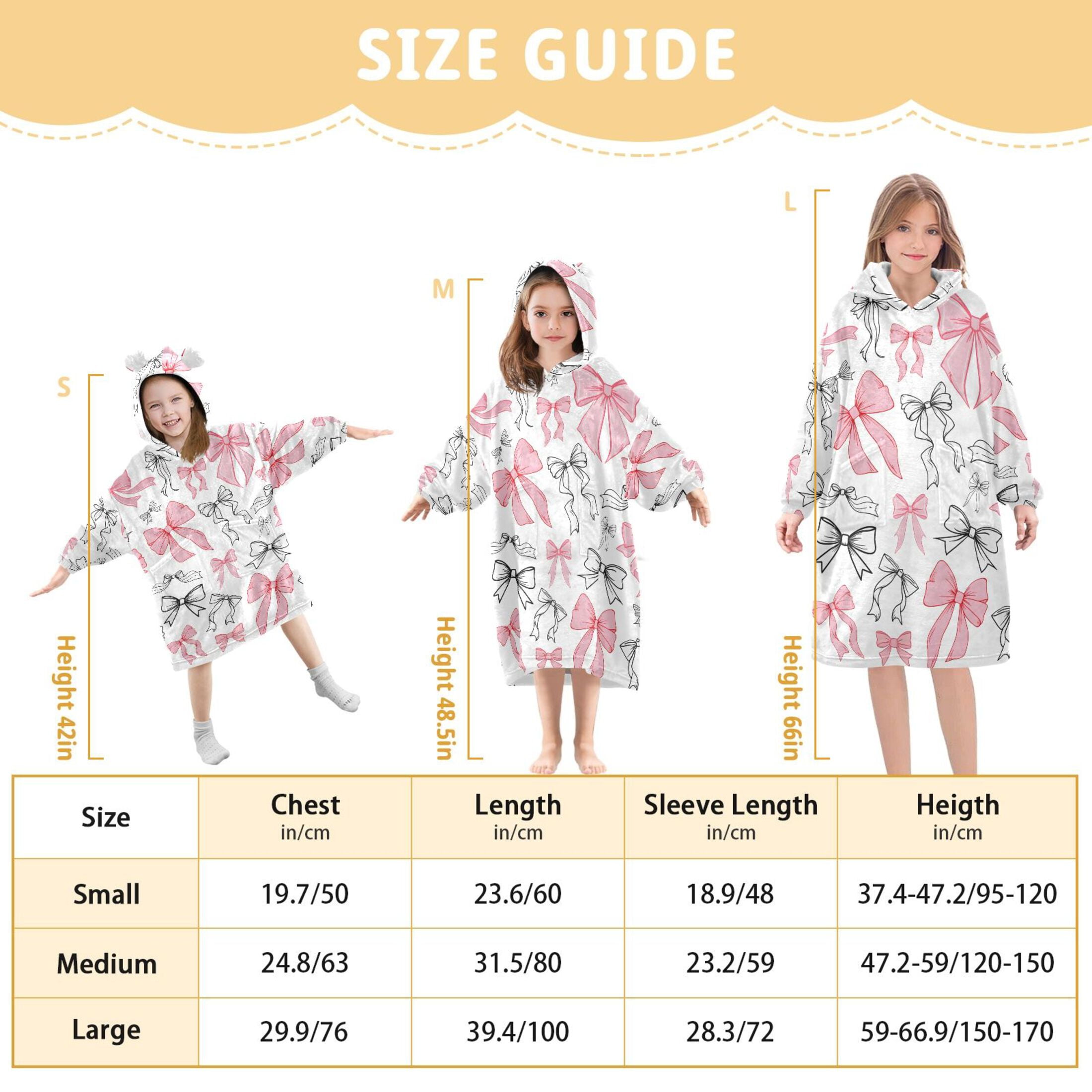 joogoo Wearable Blanket Hoodie Bow1 for Flannel Sherpa Pocket 3-14 YR M
