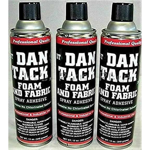 3 Dan Tack Professional Quality Foam & Fabric Spray Glue Adhesive Big Can 12 oz