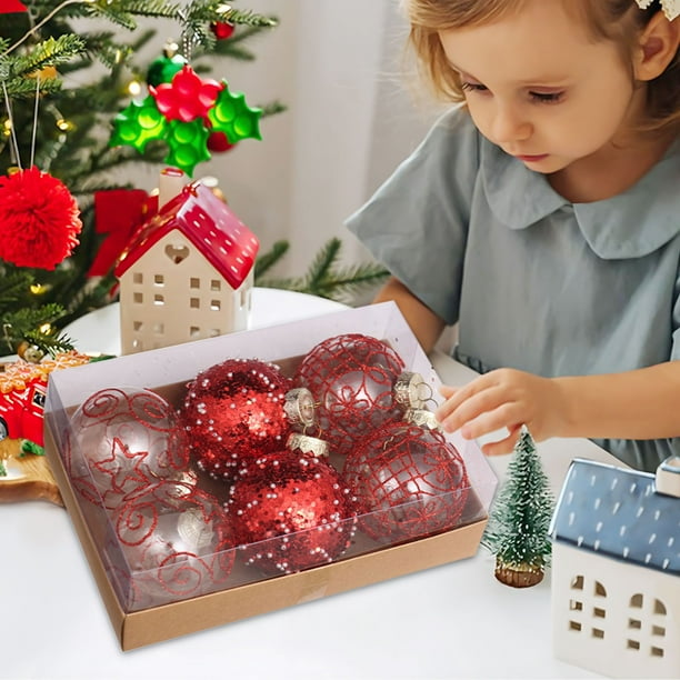 Christmas Decorations 8cm/6pcs Fine Transparent Painted Christmas Gift Box Christmas Tree Pendant