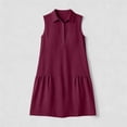 thumbnail image 6 of ClodeEU Women's Sleeveless Collared Shirt Dress, Casual Solid Color Ruffled Hem Tunic Mini Dress Wine,Women's Plus XL, 6 of 6