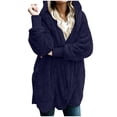 thumbnail image 4 of Women Oversized Hooded Sherpa Cardigan Fuzzy Fleece Jacket Winter Open Front Cardigans Outerwear With Pockets, 4 of 8