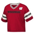 thumbnail image 2 of Girls Youth Red Wisconsin Badgers Grid Iron V-Neck T-Shirt, 2 of 3
