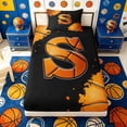thumbnail image 4 of Meiyoeat Basketball Letter S Twin Sheets 3pcs,Sport Graffiti Splash Bedding,Black Orange,1 Fitted Sheet,1 Flat Sheet and 1 Pillowcase, 4 of 6