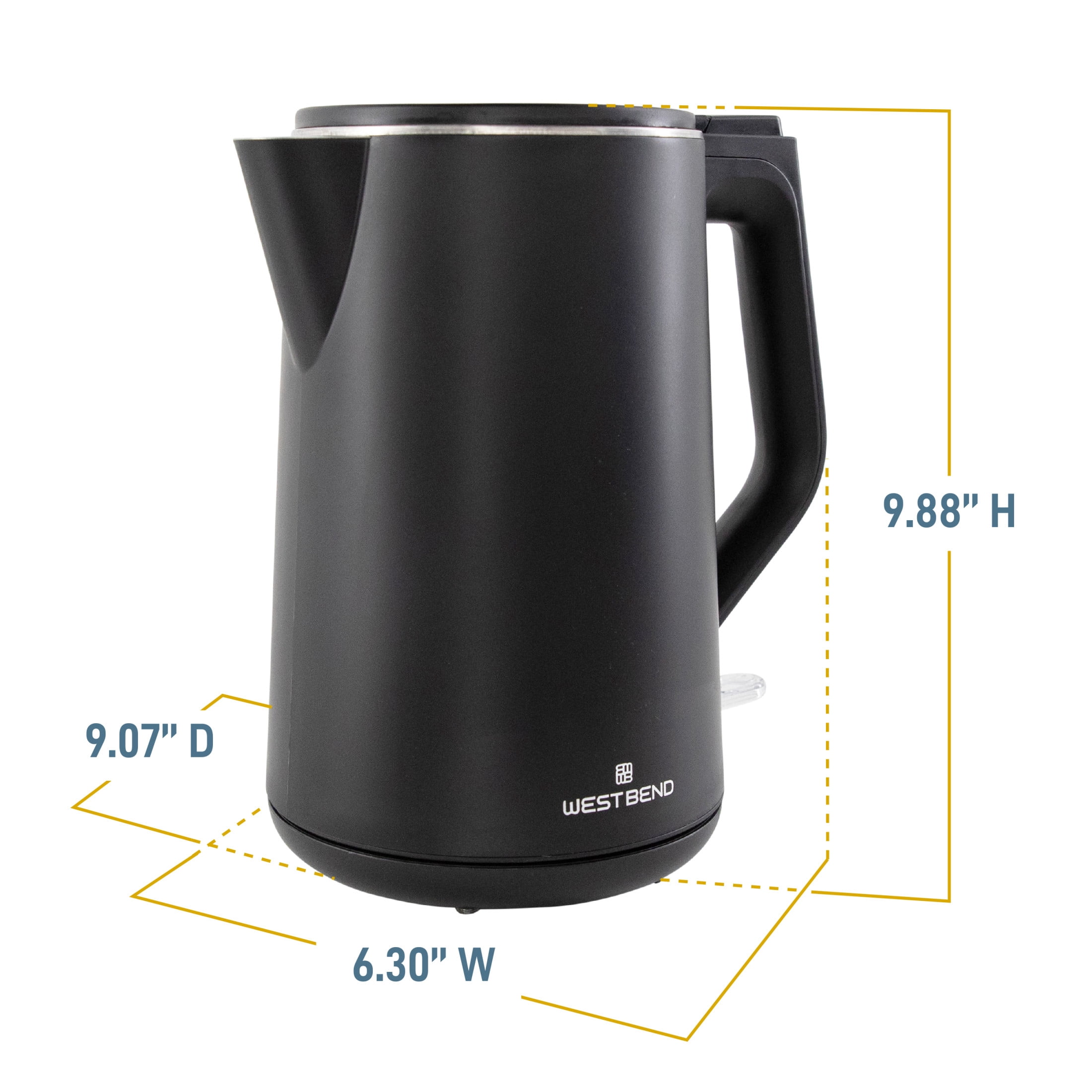 West Bend 1.5 Liter Electric Kettle, in Black (KTWB2LBK13)