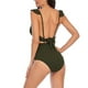 thumbnail image 4 of Bikini de Corte Alto de Mujer Bikinis sin Espalda Ajustables de Color Sólido, Traje de Baño Sexy Frenum Flounce con Almohadilla de Pecho, 4 of 9