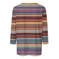 thumbnail image 4 of CYMMPU Striped Ombre 3/4 Sleeve Tunic Tops Fall Trendy Shirts Blouses for Women Dressy Casual Loose Fit Round Neck Spring Tops Dye Tie T-Shirts Multicolor M, 4 of 5