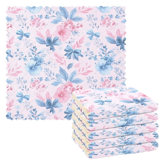 6 Pieces of Kitchen Towels 11x11Inch Kitchen Dish Cloths Kitchen Dish Towels Reuseable Cleaning Cloths Powder Blue Watercolor