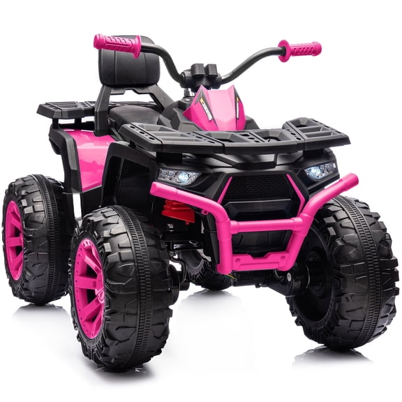 Hikiddo 24V 4WD Kids ATV 4 Wheeler, 2-Seater Powered Ride on ATV Toy for Big Kids w/ Bluetooth, 4x200W Motor - Rose Pink