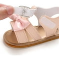 thumbnail image 5 of Infant Baby Girls Sandals Summer Crib PU Leather Bowknot Soft Anti-Slip Rubber Sole Toddler First Walkers Shoes, 5 of 6