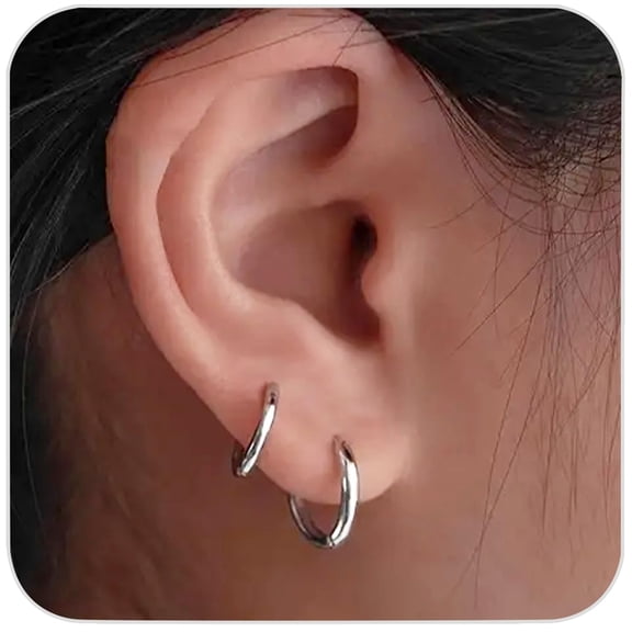 DESIGNICE 1 Pair 9Mm Small Hoop Earrings for Women,316L Surgical Stainless Steel Huggie Hoop Earrings Hypoallergenic Cartilage Hoop Earrings for Helix Tragus Conch Piercing Jewelry