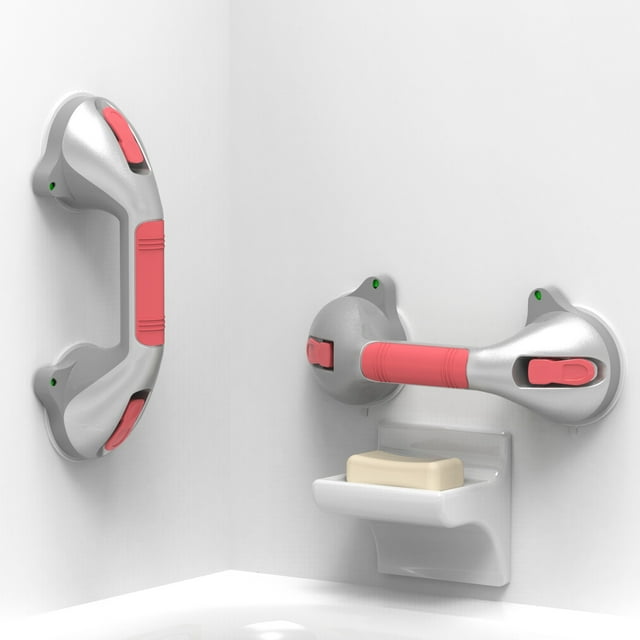 SAFETY+BEAUTY 2Pack 12in Suction Bath Grab Bar with Indicators