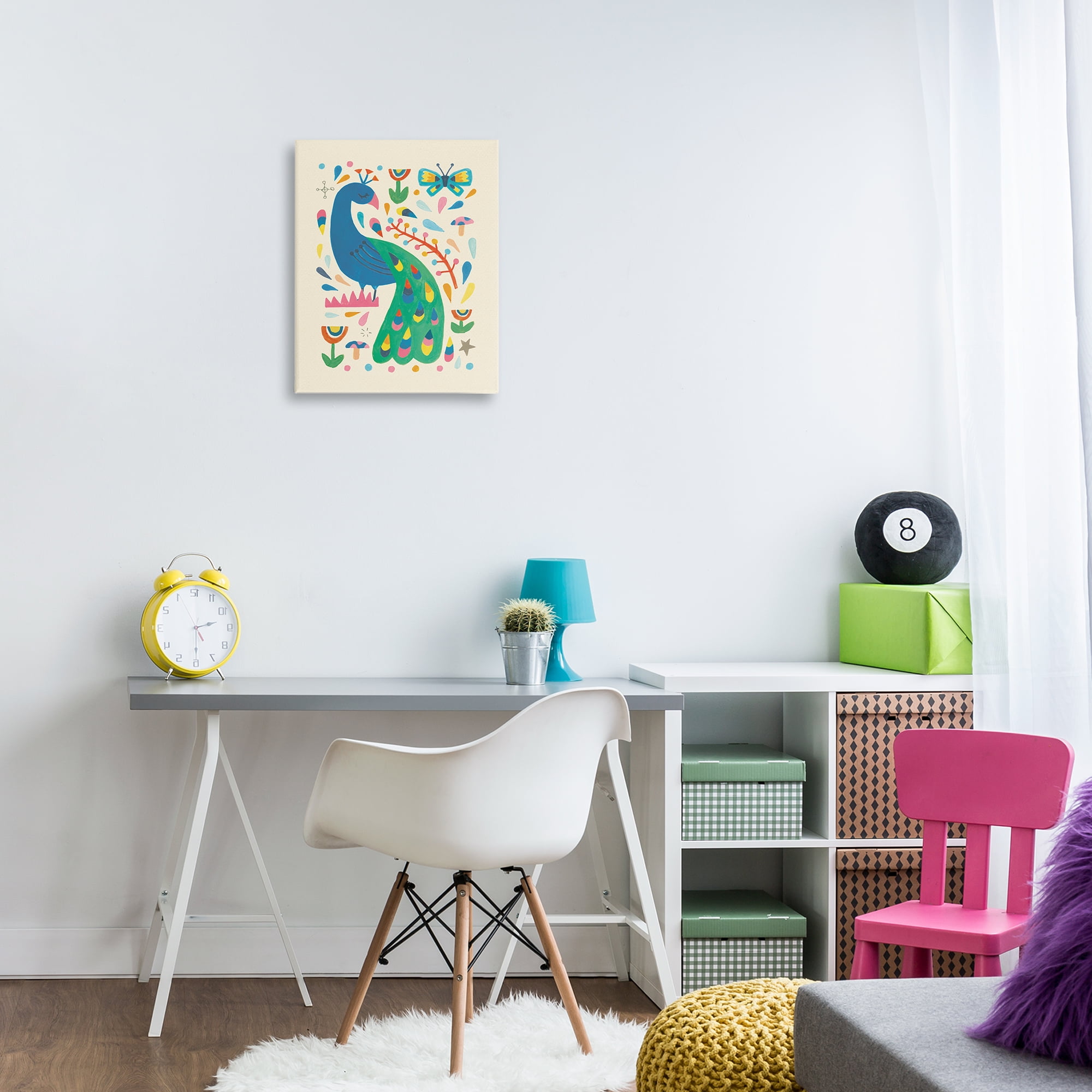 Stupell Industries Pretty Peacock Patterns Animals Painting Wrapped Canvas Art Print Wall Art, 16 x 20