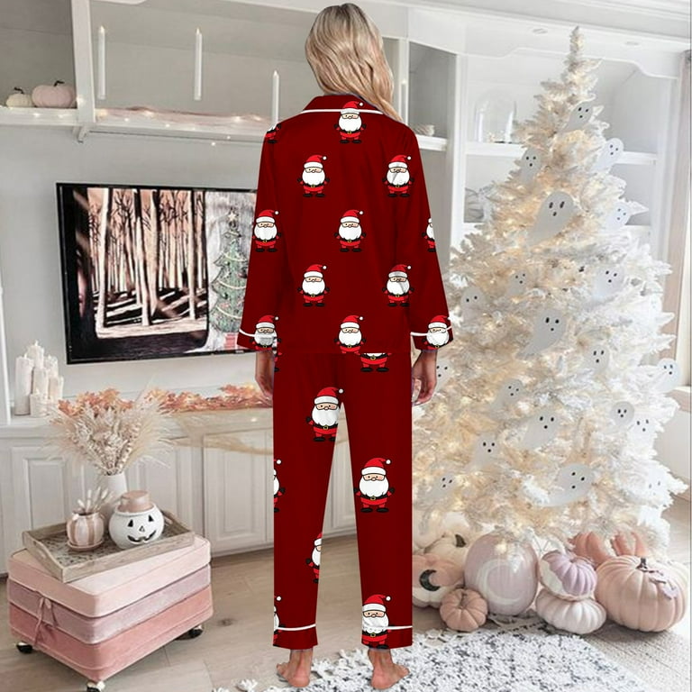 Two Piece Pajama Set Women Santa Claus Womens Christmas Pjs Sets