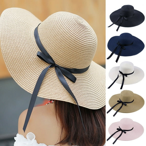 Travelwant Womens Wide Brim Straw Hat Big Floppy Foldable Roll up Cap Beach Sun Hat UPF 50