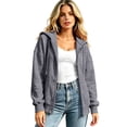 thumbnail image 2 of Resicozy Women Oversized Full Zip Hoodie Long Sleeve Sweatshirts Drawstring Pocket Loose Fall Zip Up Hooded Jacket Dark Gray 3XL, 2 of 8