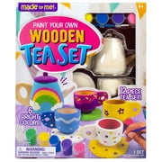 Made by Me Paint Your Own Wooden Tea Set, 19 Pieces, Child, Ages 6+