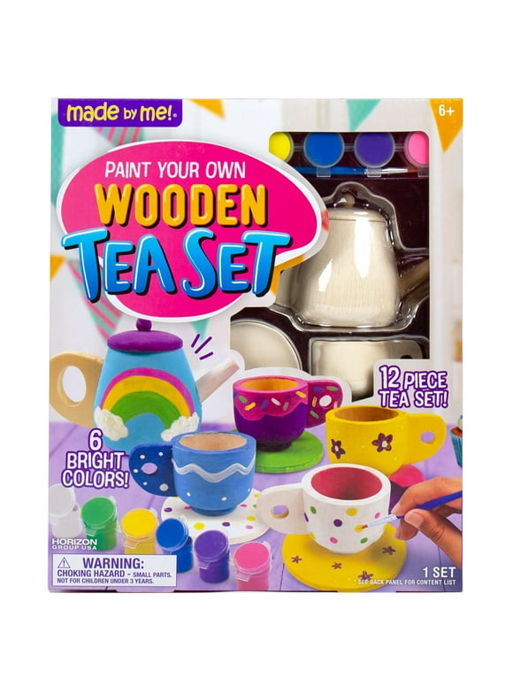 Made by Me Paint Your Own Wooden Tea Set, 19 Pieces, Child, Ages 6+