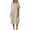 Beige, variant on Women's Side Drawstring Midi Dress Round Neck Short Sleeve Casual Shift Dress with Pockets