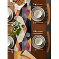 thumbnail image 2 of ERUNPONLY Orange Geometric Table Runner - 108 Inch Long Blue Abstract Vintage Color Block Cotton and Linen Blended Dress Scarves Farmhouse Table Runner for Kitchen Dining, Coffee Table, 13" x 108", 2 of 8