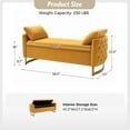 thumbnail image 2 of Upholstered Flip-Top Storage Bench Button Tufted with Pillows Golden Base for Home Bedroom Yellow, 2 of 7
