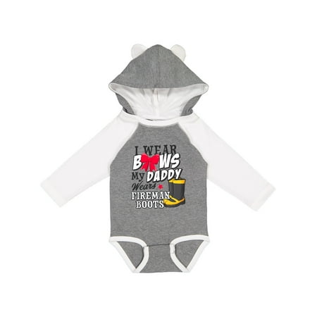 

Inktastic I Wear Bows My Daddy Wears Fireman Boots Gift Baby Girl Long Sleeve Bodysuit