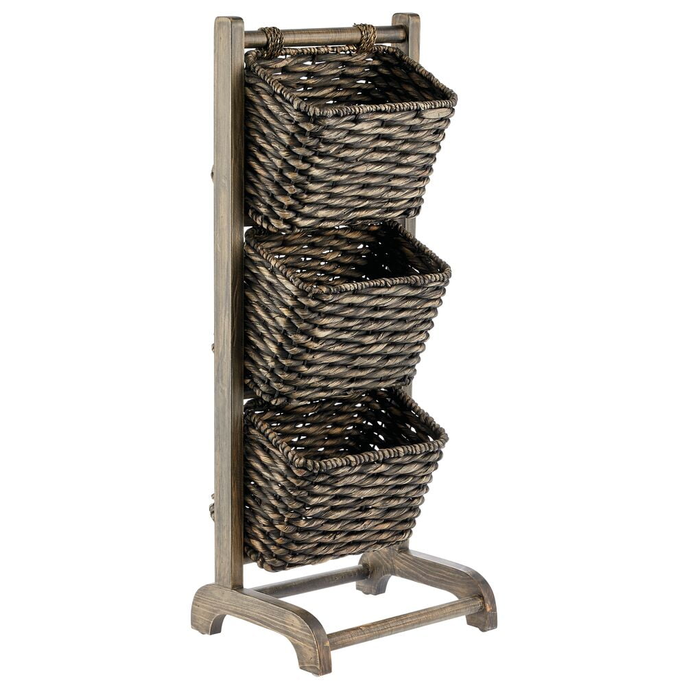 mDesign Vertical Standing Storage Basket Stand with 3 Baskets Walmart
