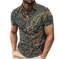 thumbnail image 2 of TMOYZQ Men's Shirts Classic Short Sleeve Lightweight Button T-Shirt Bohemia Print Slim Fit Basic Designed Shirt Tops Fashion Casual Golf Tee Tops, 2 of 5