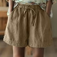 thumbnail image 2 of biudgviw Boho Shorts for Women Drawstring Elastic High Waisted Bagggy Shorts Oversize Wide Leg Shorts with Pockets, 2 of 4