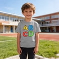 thumbnail image 5 of Boys T-Shirt, Back to School Alphabet Graphic Tee for Kids | 100% Cotton Short Sleeve Top with ABC Print | Heather Gray, Sizes 3-10 Years,Size 9 T, 5 of 9